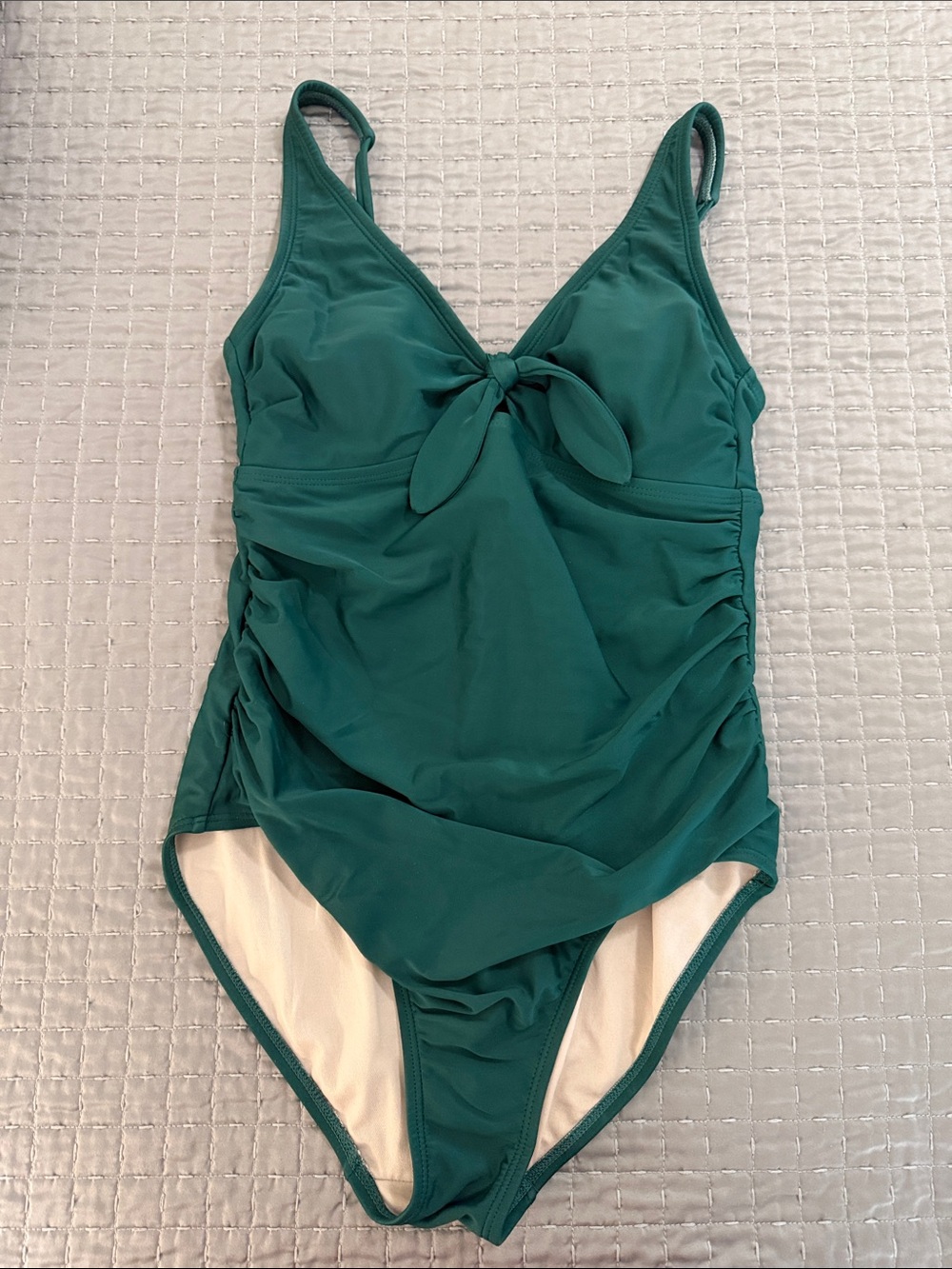 Teal Green One-Piece Swimsuit with Front Tie